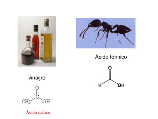 vinagre
Ácido fórmico
Ácido acético
H OH
O
 