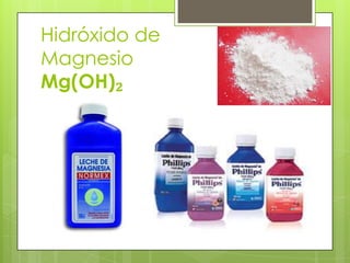 Hidróxido de
Magnesio
Mg(OH)₂
 