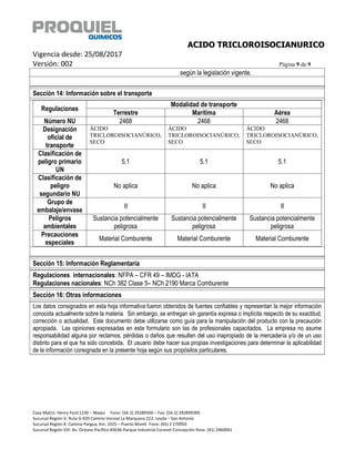 Acido tricloroisocianurico hsds | PDF