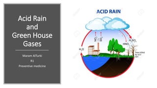 Acid Rain
and
Green House
Gases
Maram AlTurki
R1
Preventive medicine
 