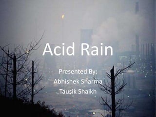 Acid Rain
Presented By:
Abhishek Sharma
Tausik Shaikh
 