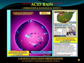 *****ACID RAIN*****
---FORMATION & ECOLOGICAL EFFECT---
A SCIENCE EDUCATION PRESENTATION
for STUDENT, TEACHER & GENERAL PUBLIC
 