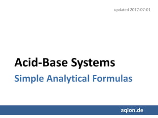 Acid-Base Systems
Simple Analytical Formulas
aqion.de
updated 2017-08-30
 