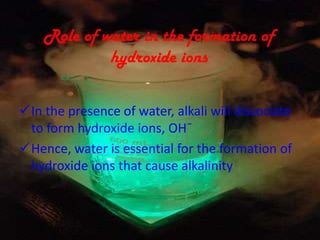 Chemical properties of base Bitter/smooth/soapy