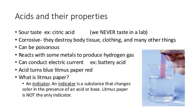 write the chemical properties of acid and base