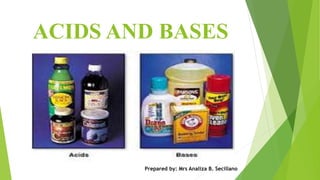 ACIDS AND BASES
Prepared by: Mrs Analiza B. Secillano
 
