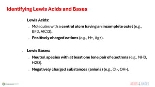 ACIDS and BASES (Arrhenius, Bronsted-Lowry, Lewis) | PDF