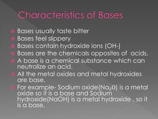 Base Substance Acids, bases and salts | PPTX