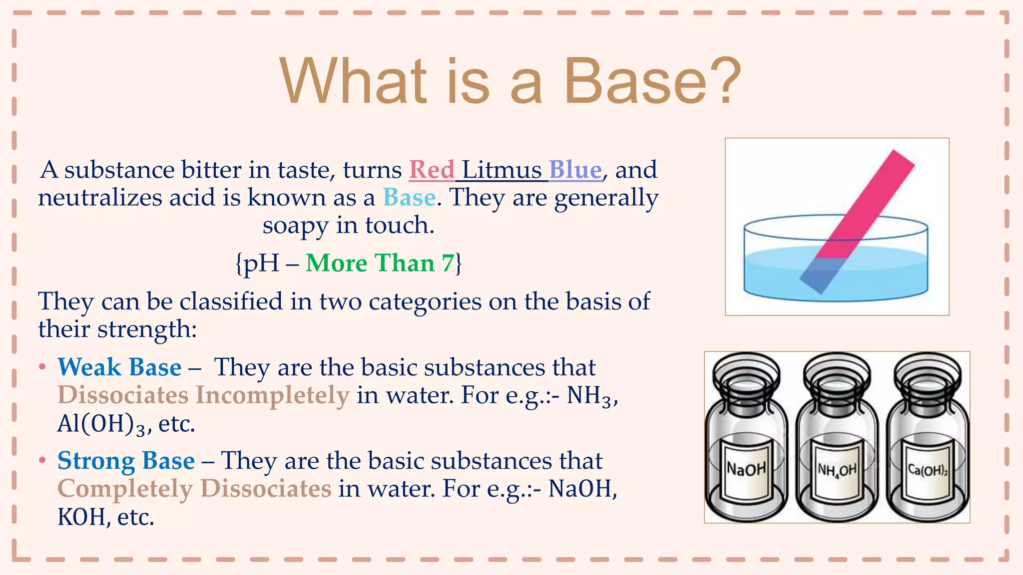 Base Substance Acids, Bases and Salts Class - 10th | PPTX