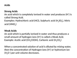 Strong Acids Examples ACIDS, BASES AND SALTS.pptx cbse class 10 | PPTX