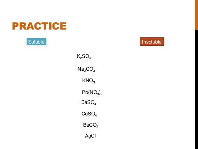 soluble and insoluble chemistry