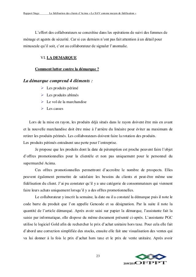 Rapport de stage ACIMA
