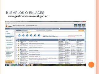 EJEMPLOS O ENLACES
www.gestiondocumental.gob.ec
 