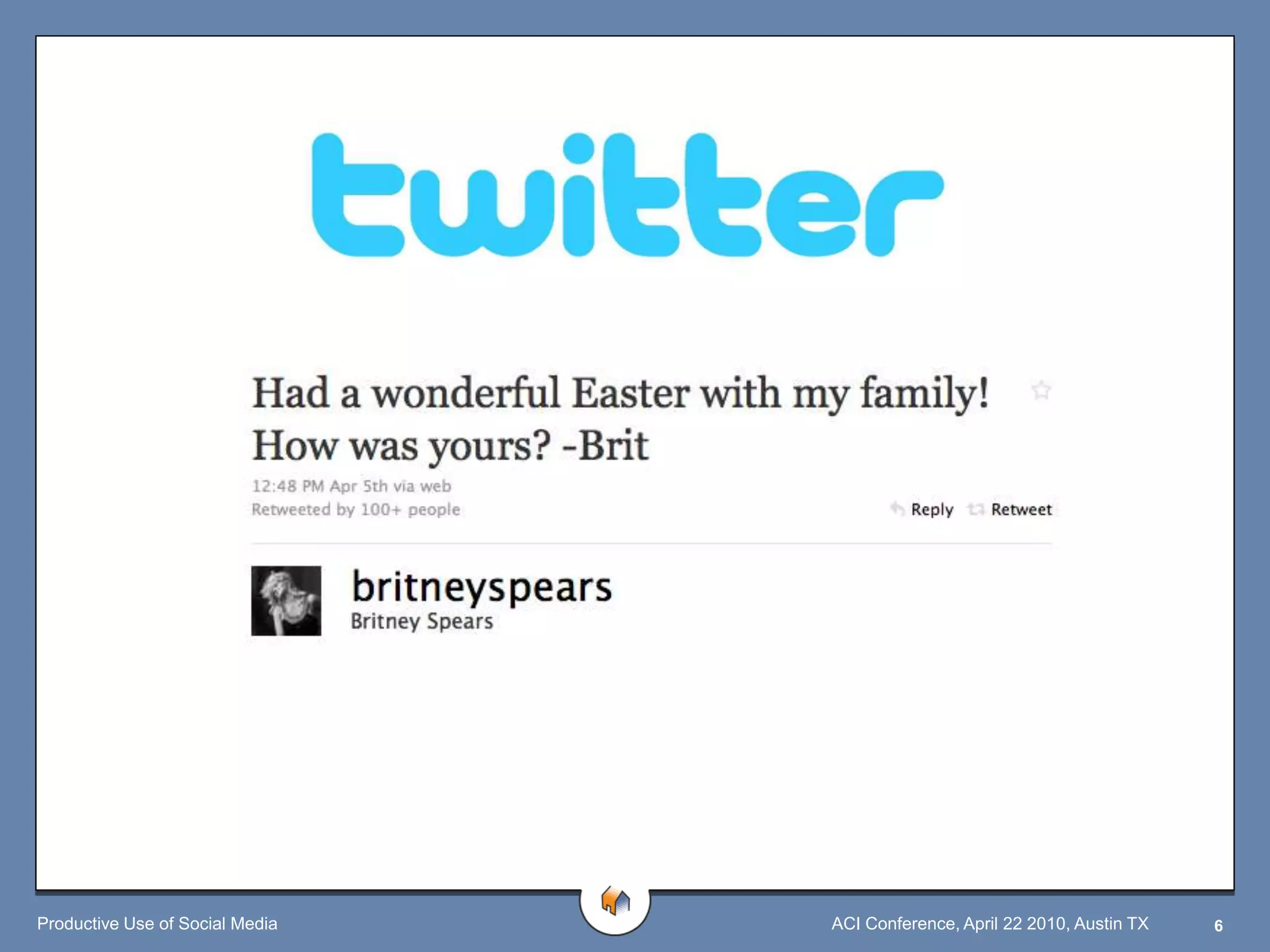 Productive Use of Social Media   ACI Conference, April 22 2010, Austin TX   6
 