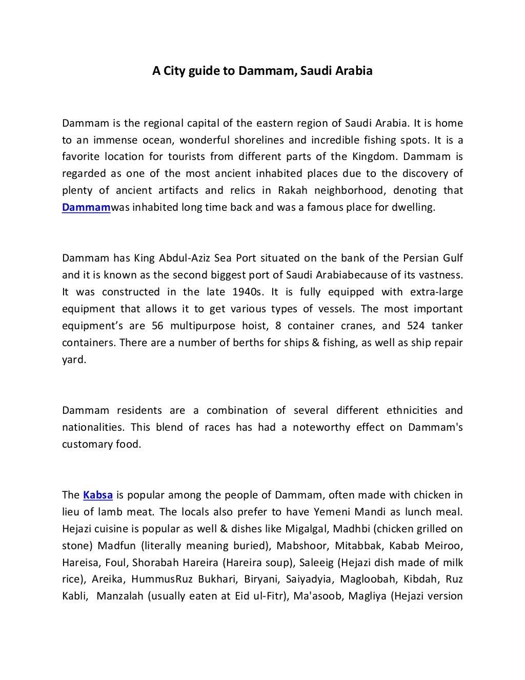 A city guide to dammam, saudi arabia