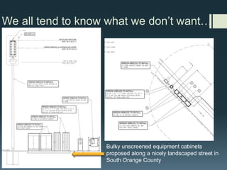 We all tend to know what we don’t
want
Phillips/Ericsson “ZeroSite” | Composite Pole with panel antennas inside and
equipment in base | Considered too large for most small-scale streets
 