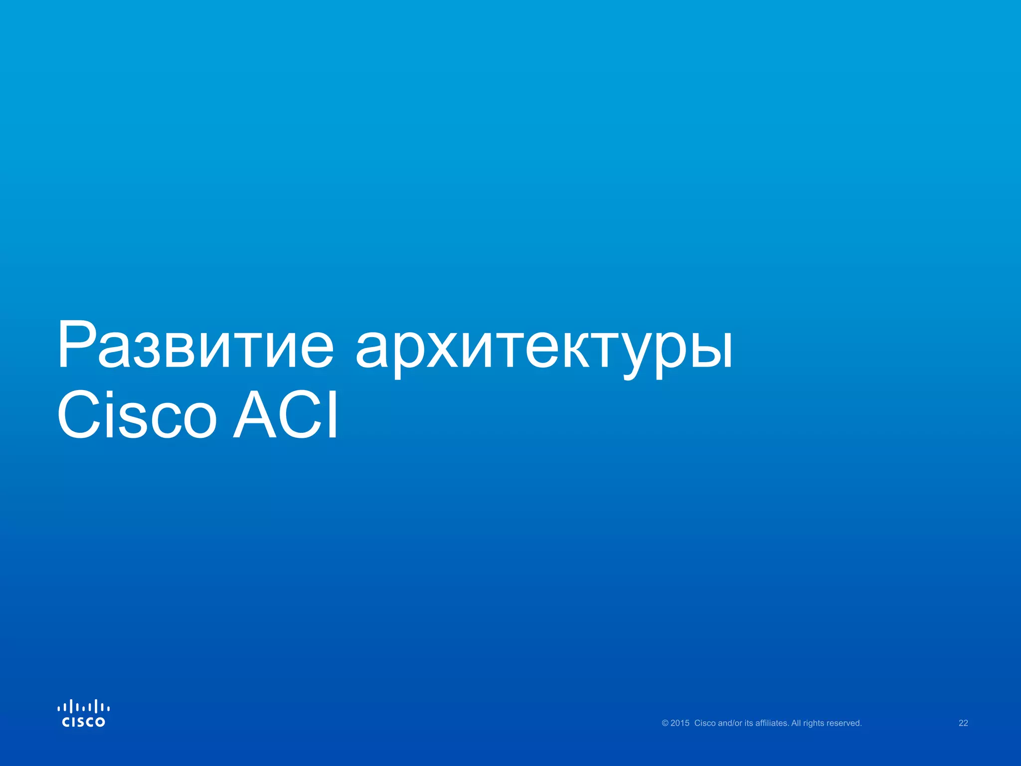 Развитие архитектуры
Cisco ACI
 
