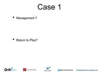 @shoulderpedia
Case 1
• Management ?
• Return to Play?
 