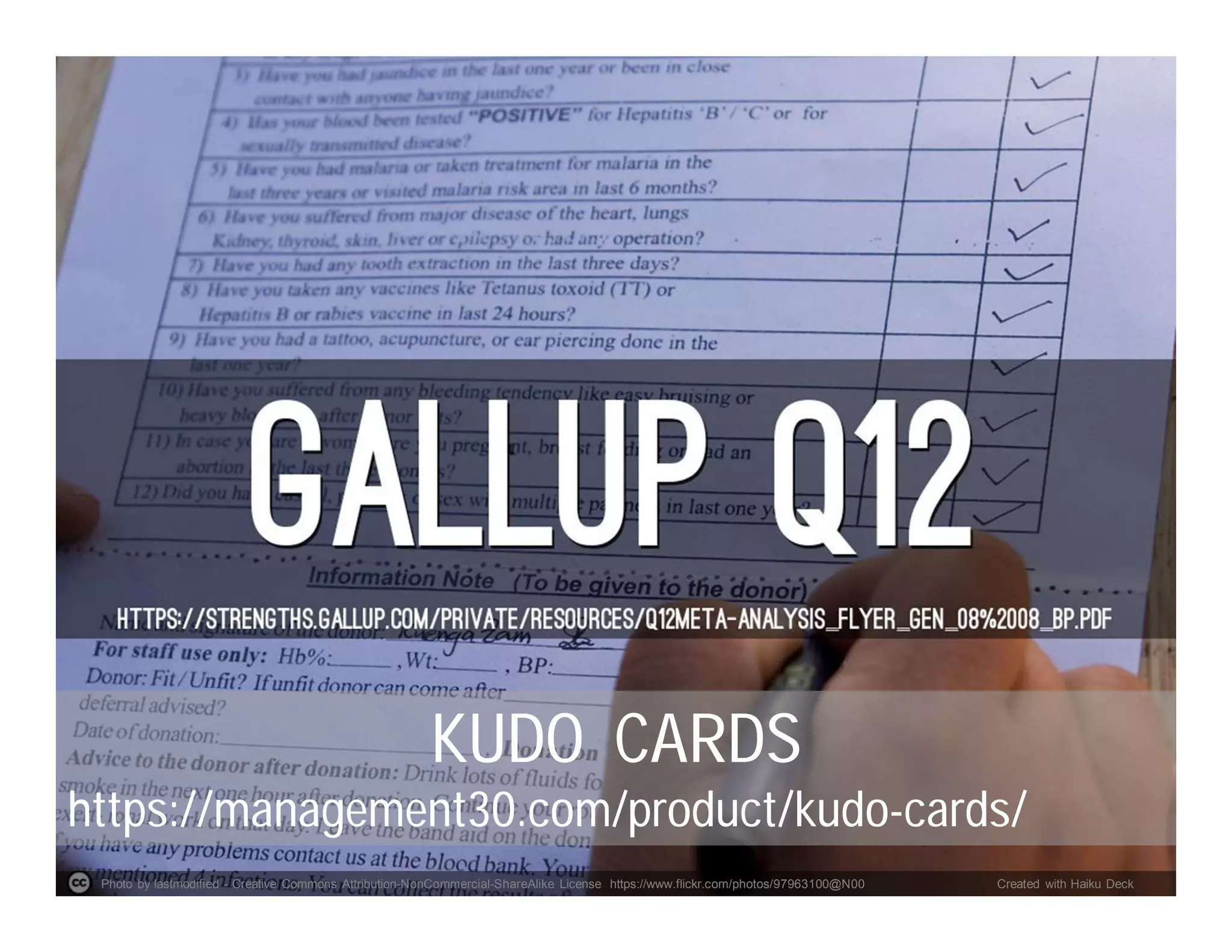 Photo by lastmodified - Creative Commons Attribution-NonCommercial-ShareAlike License https://www.flickr.com/photos/97963100@N00 Created with Haiku Deck
KUDO CARDS
https://management30.com/product/kudo-cards/
 