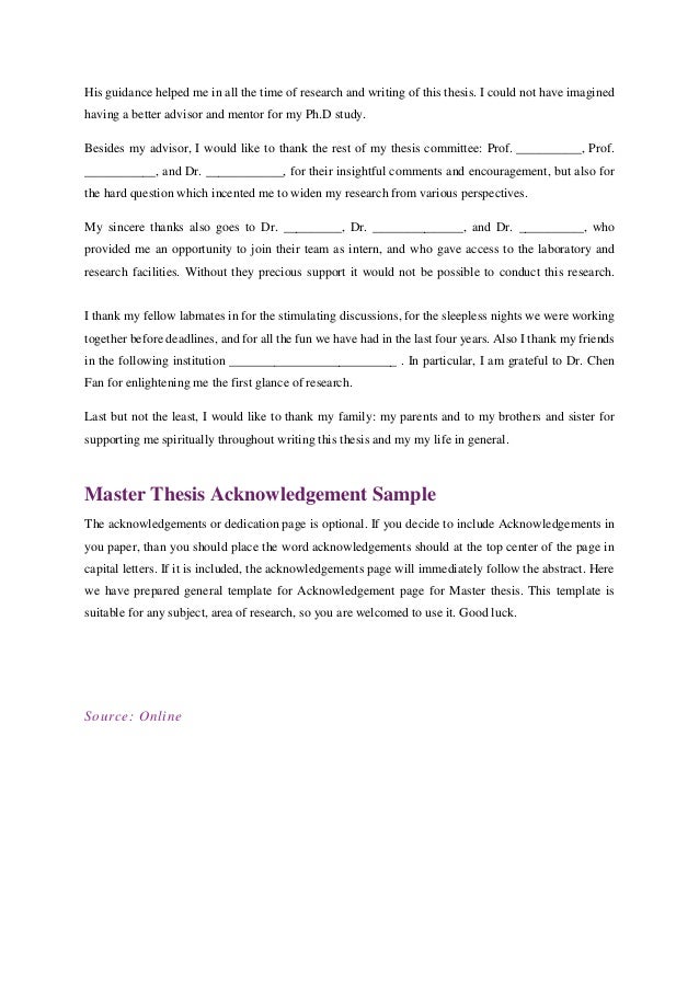 Master thesis acknowledgement Master thesis acknowledgement picture