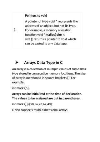 Comprehensive Overview of Data Types in C Programming Language | DOCX