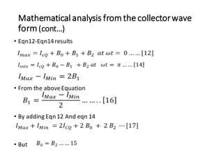 Mathematical analysis fromthe collectorwave
form(cont…)
• Eqn12-Eqn14results
• From the aboveEquation
• By adding Eqn 12 And eqn 14
• But
 