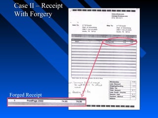 Case II – ReceiptCase II – Receipt
With ForgeryWith Forgery
Forged Receipt
 