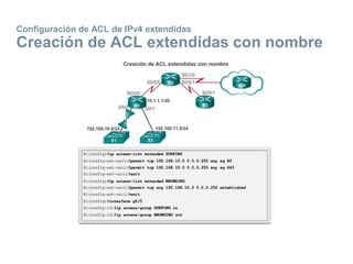 Configuración de ACL de IPv4 extendidas
Creación de ACL extendidas con nombre
 