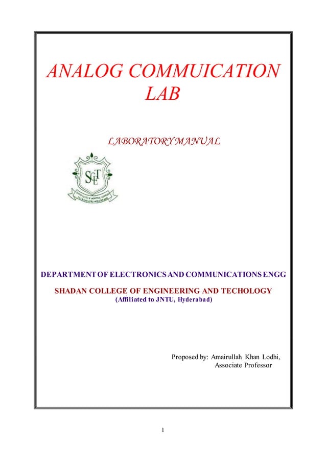 Analog Communication Lab Manual PDF