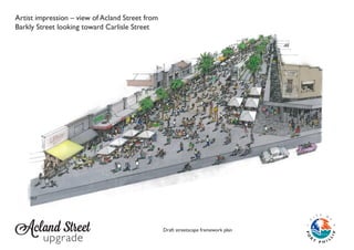 upgrade
Draft streetscape framework plan
Artist impression of Acland Street facing east
 