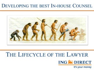 THE LIFECYCLE OF THE LAWYER
DEVELOPING THE BEST IN-HOUSE COUNSEL
 