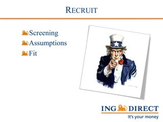 RECRUIT
Screening
Assumptions
Fit
 