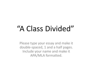 a class divided essay
