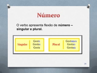 O verbo apresenta flexão de número –
singular e plural.




                                       14
 