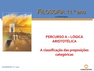 FILOSOFIA 11.º ano 
FFIILLOOSSOOFFIIAA 1111..º aannoo 
Luís Rodrigues 
PERCURSO A – LÓGICA 
ARISTOTÉLICA 
A classificação ...
