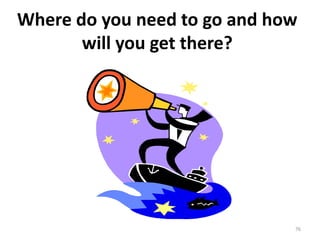 Where do you need to go and how 
will you get there? 
76 
 