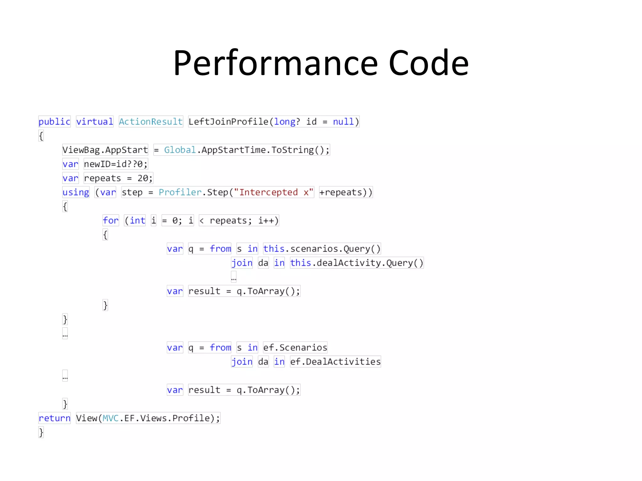 Performance Code
 