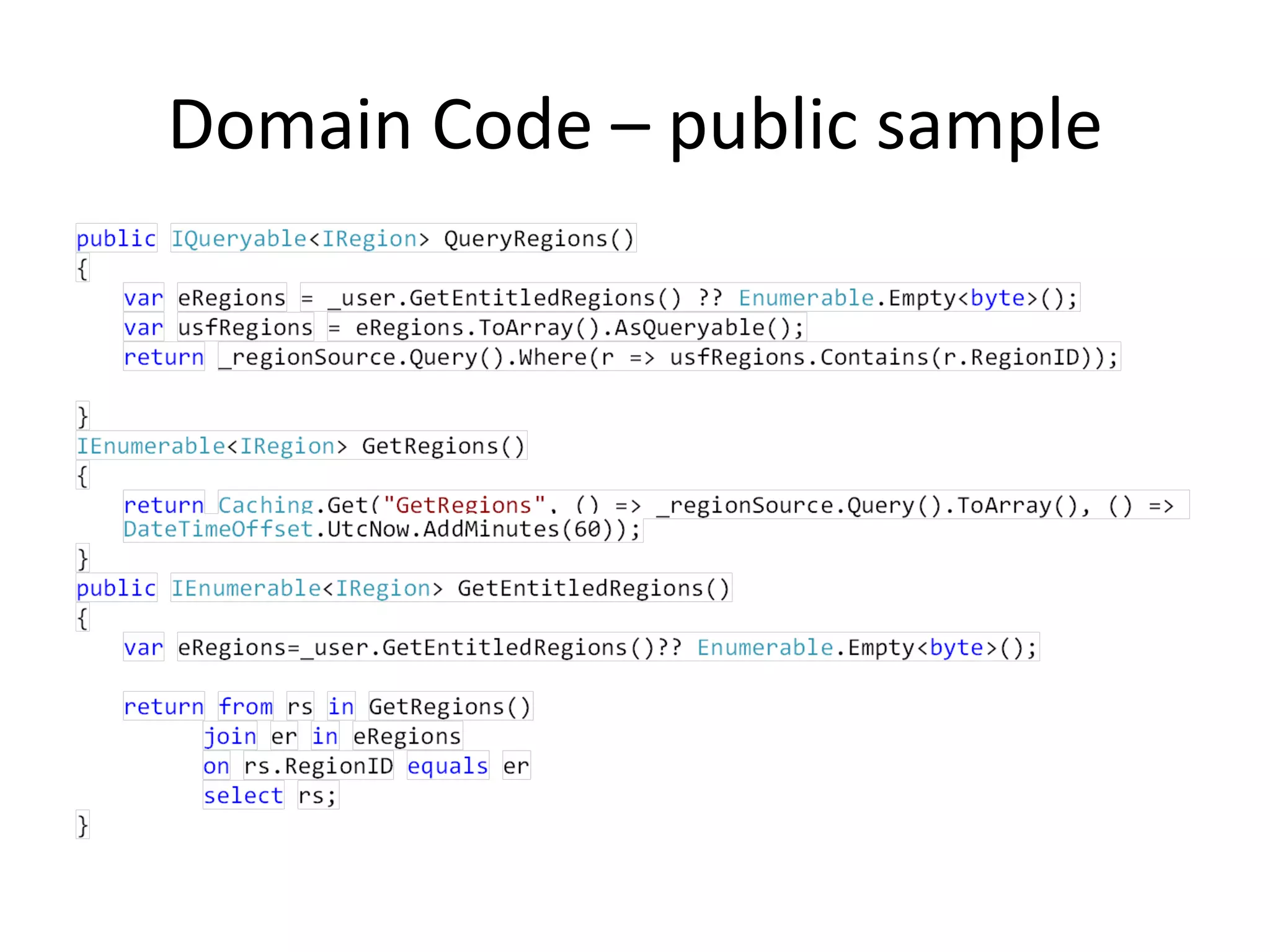 Domain Code – public sample
 