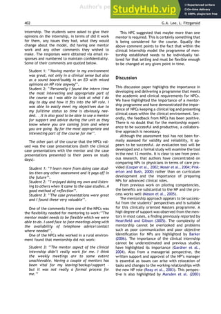 A Clinical Internship Model For The Nurse Practitioner Programme | PDF