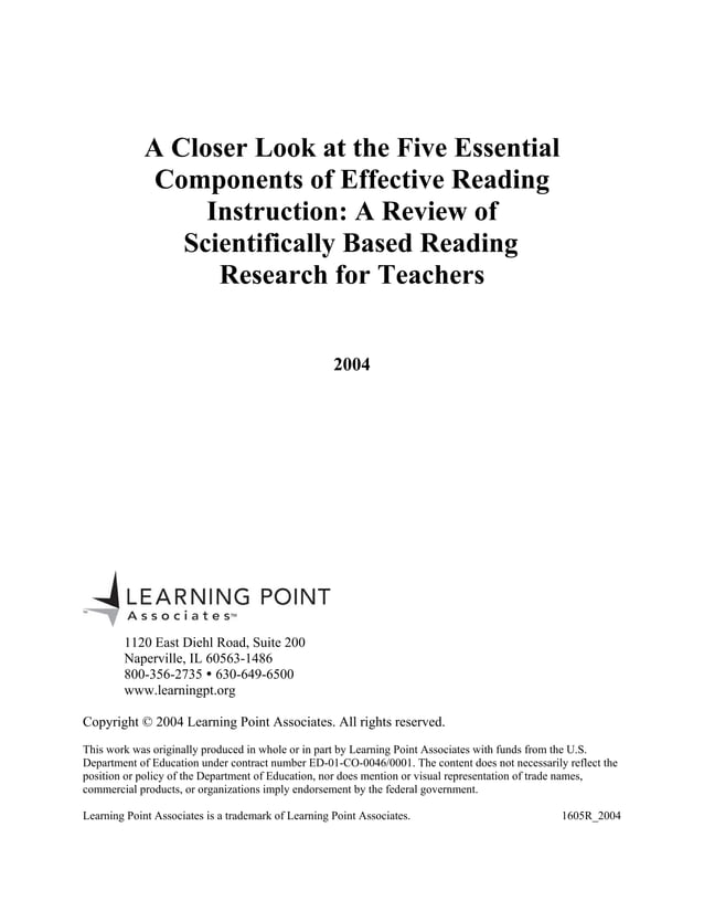 A Closer Look at the Five Essential Components of Effective Reading ...