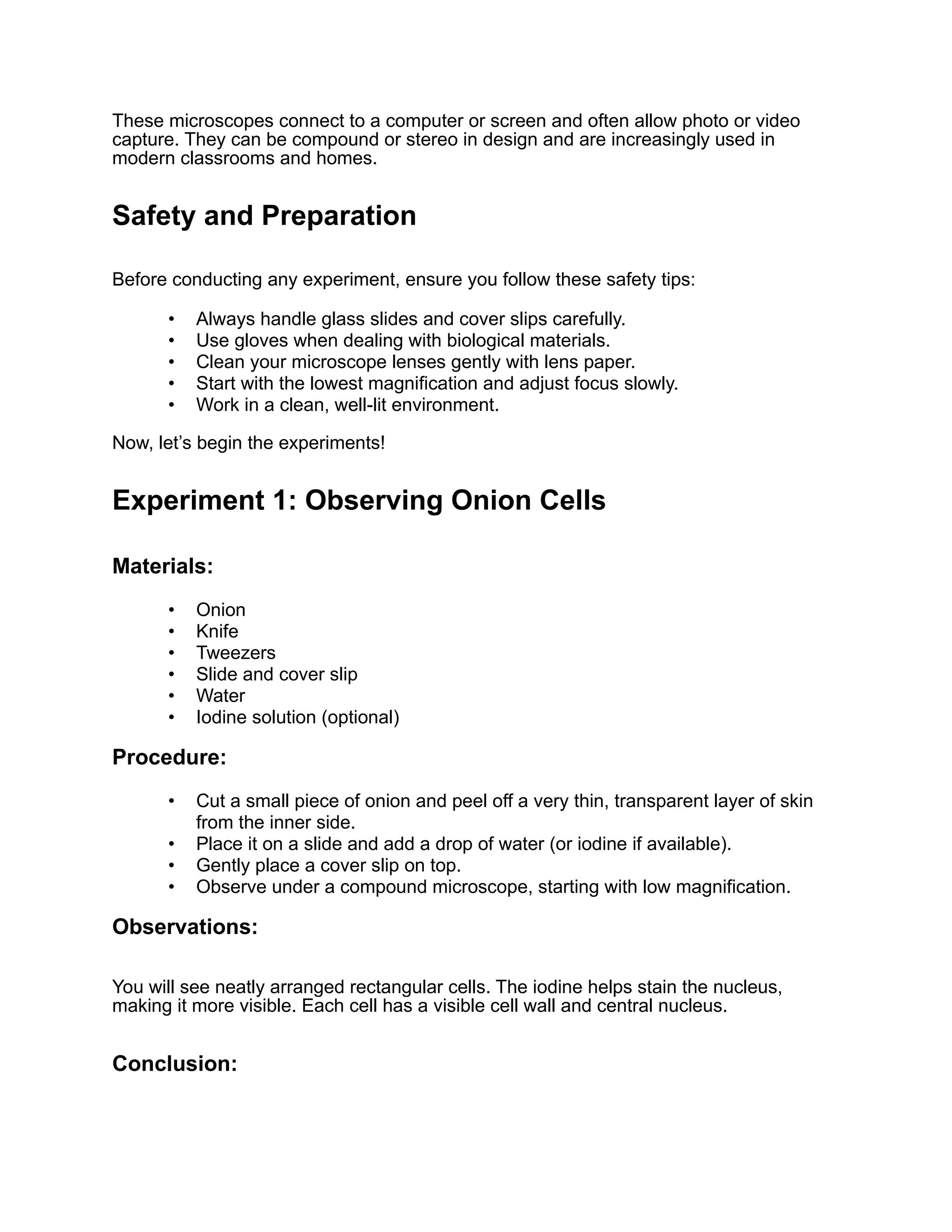 10 Easy & Fun Microscope Experiments for Kids | PDF