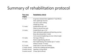 Summary of rehabilitation protocol
 