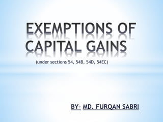 (under sections 54, 54B, 54D, 54EC)
BY– MD. FURQAN SABRI
 