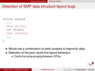 Status & Future Work   Research Topics


Detection of SMP data structure layout bugs


struct shared
  ...
  char sh foo;
...