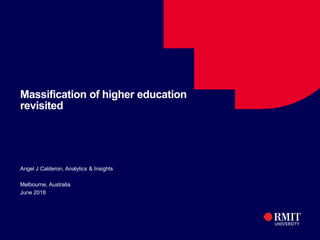 Massification of higher education
revisited
Angel J Calderon, Analytics & Insights
Melbourne, Australia
June 2018
 