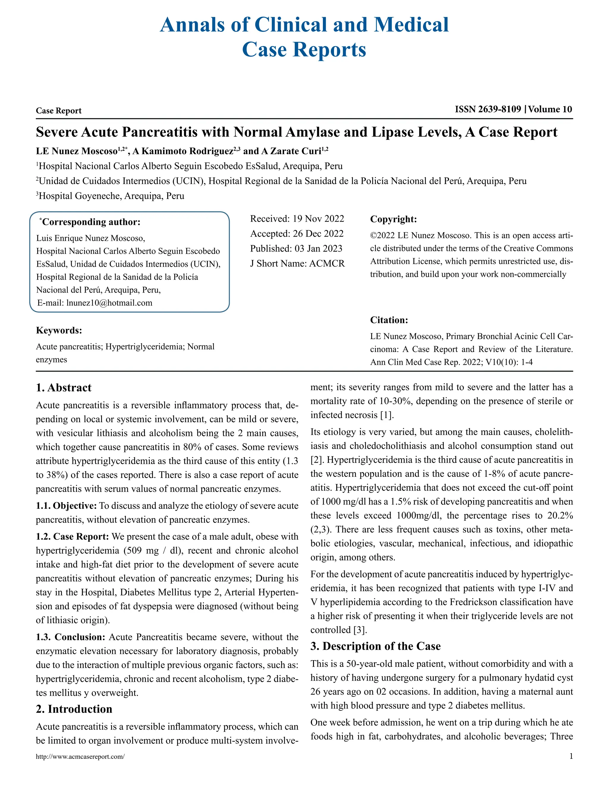 Severe Acute Pancreatitis with Normal Amylase and Lipase Levels, A Case