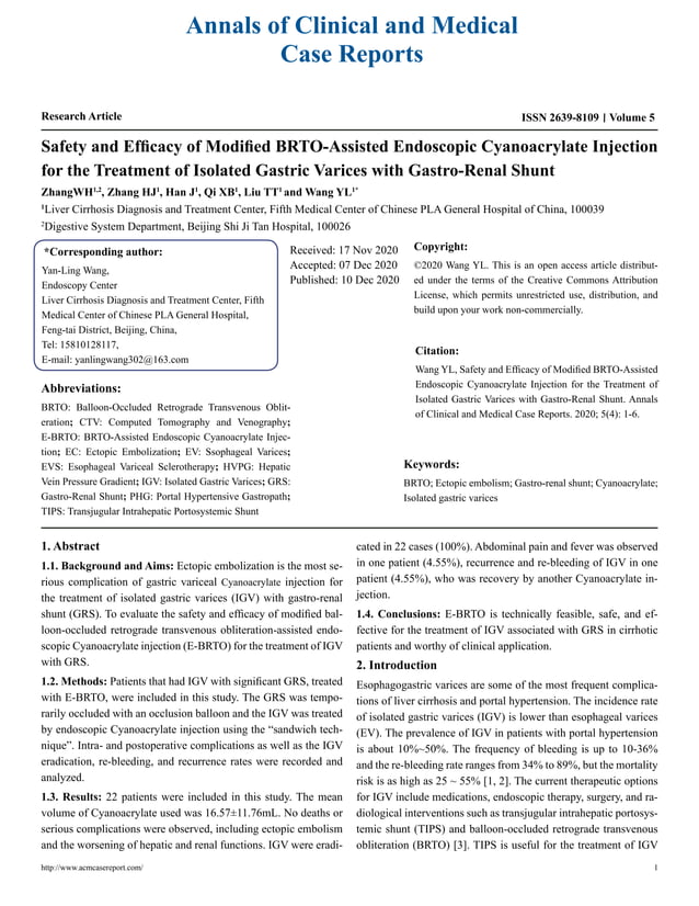 Safety and Efficacy of Modified BRTOAssisted Endoscopic Cyanoacrylate