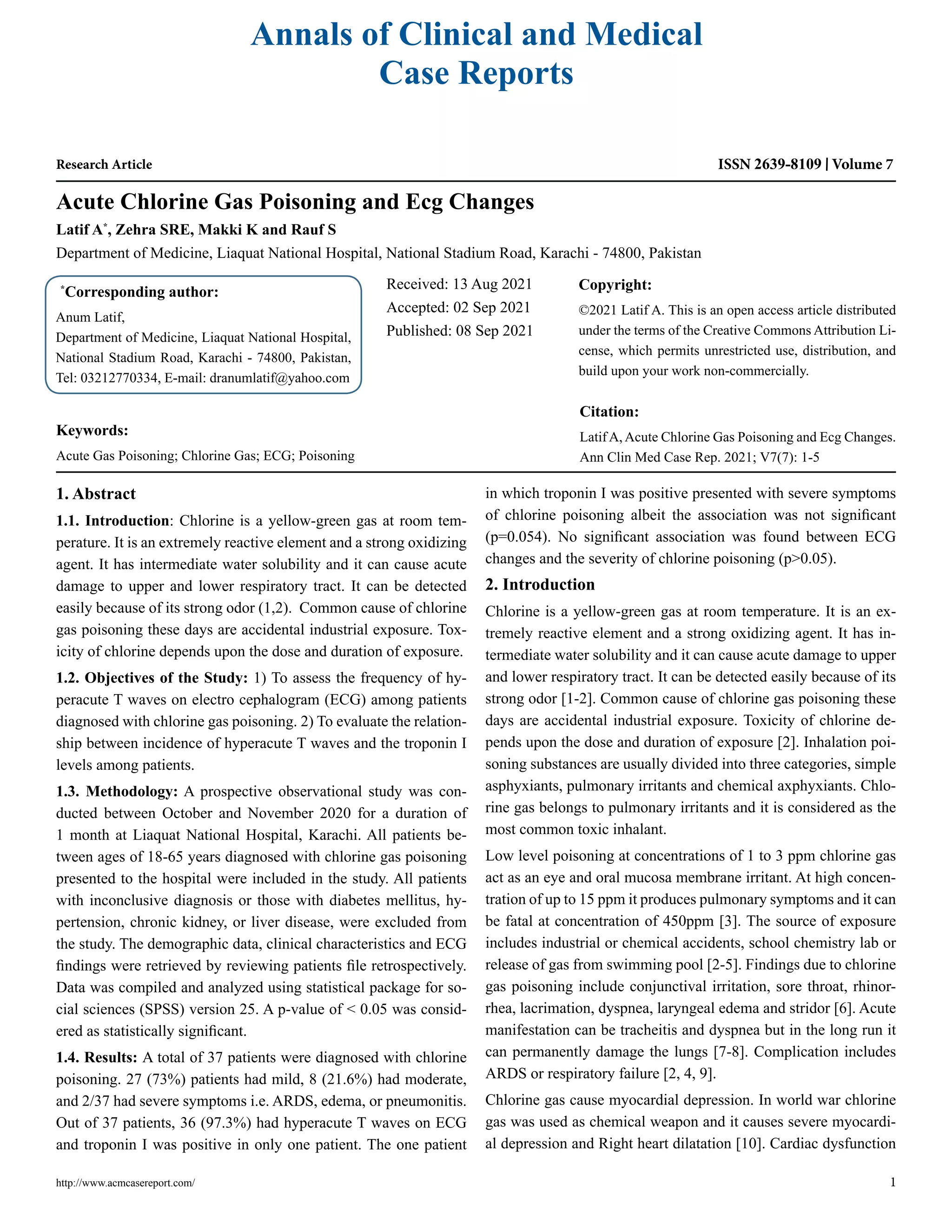 ACUTE CHLORINE GAS POISONING AND ECG CHANGES PDF