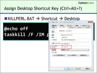 Assign Desktop Shortcut Key (Ctrl+Alt+?)

KILLPERL.BAT  Shortcut  Desktop

@echo off
taskkill /F /IM perl.exe
 
