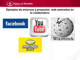 Ejemplos de entornos y proyectos web centrados en
                  lo colaborativo.
 